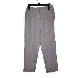 Hubert Gasser 100% Linen Cropped Trousers Brown Neutral Pleated Pants Italy Boho